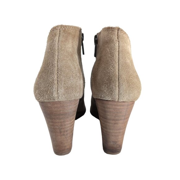 Lucky Brand Wedge Ankle Boot Bootie Women 8.5 Tan Boho Western Suede Yakeena - Picture 4 of 12